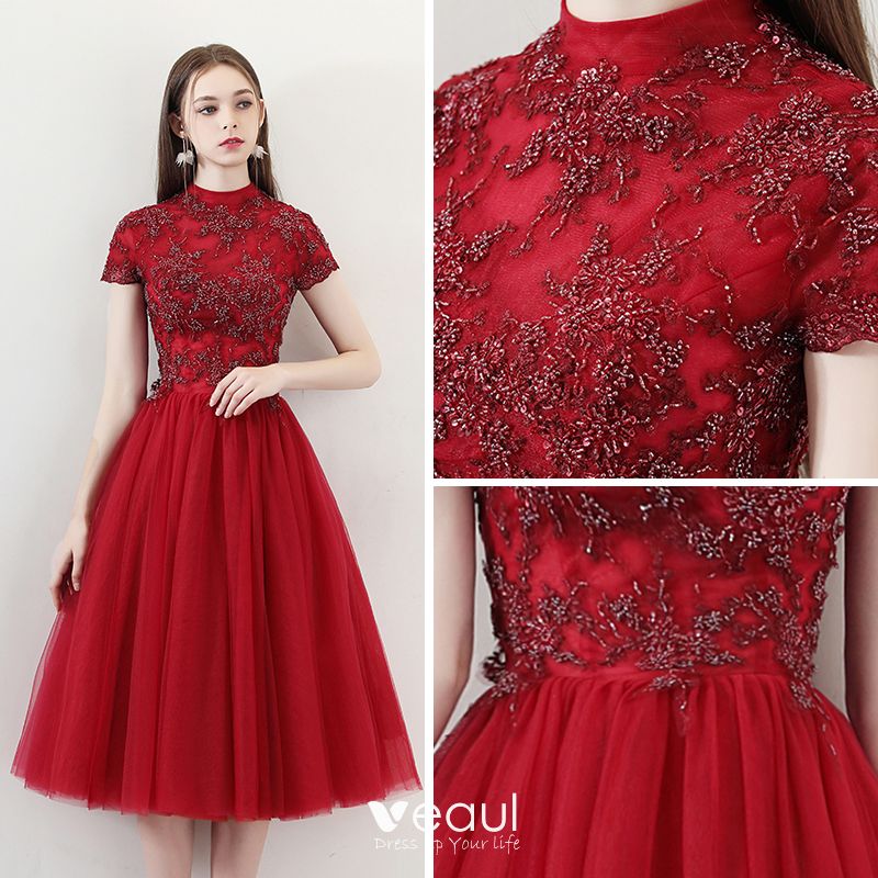 Chinese style Burgundy Homecoming Graduation Dresses 2018 A-Line ...
