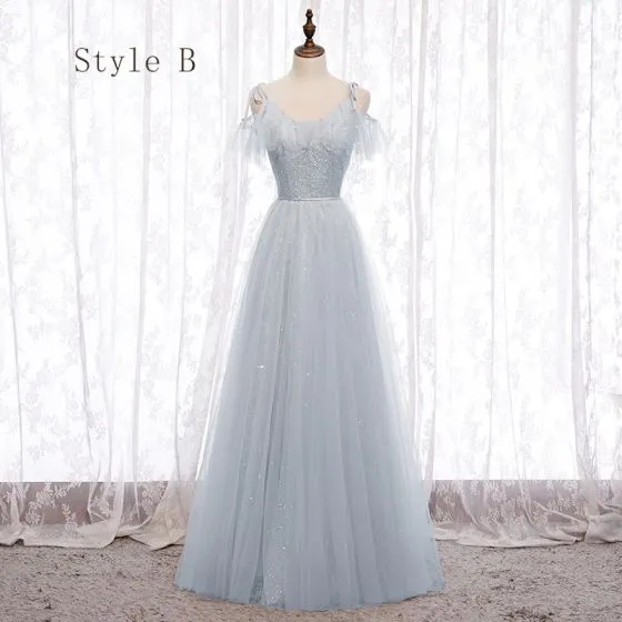 Chic / Beautiful Grey Bridesmaid Dresses 2020 A-Line / Princess ...