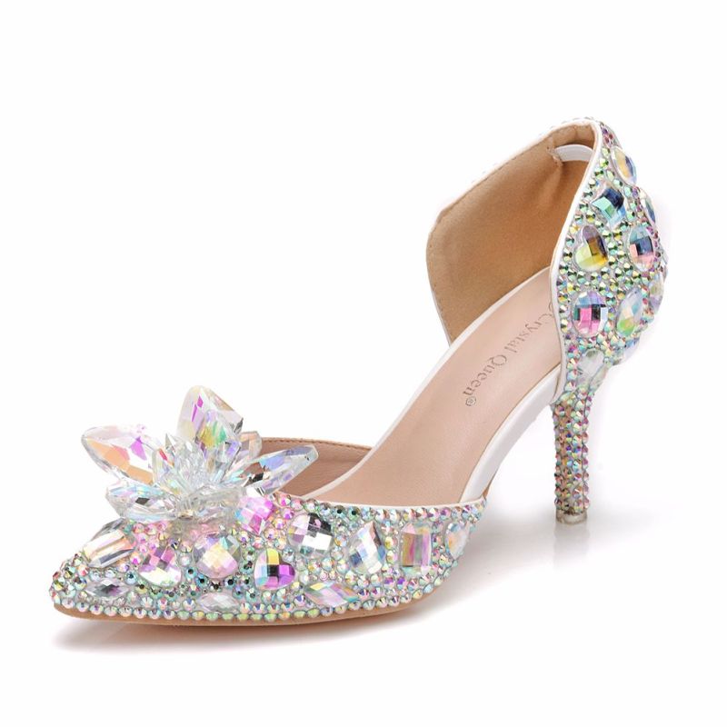 crystal heel shoes