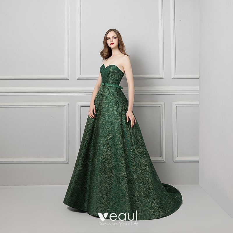 green and gold formal dress