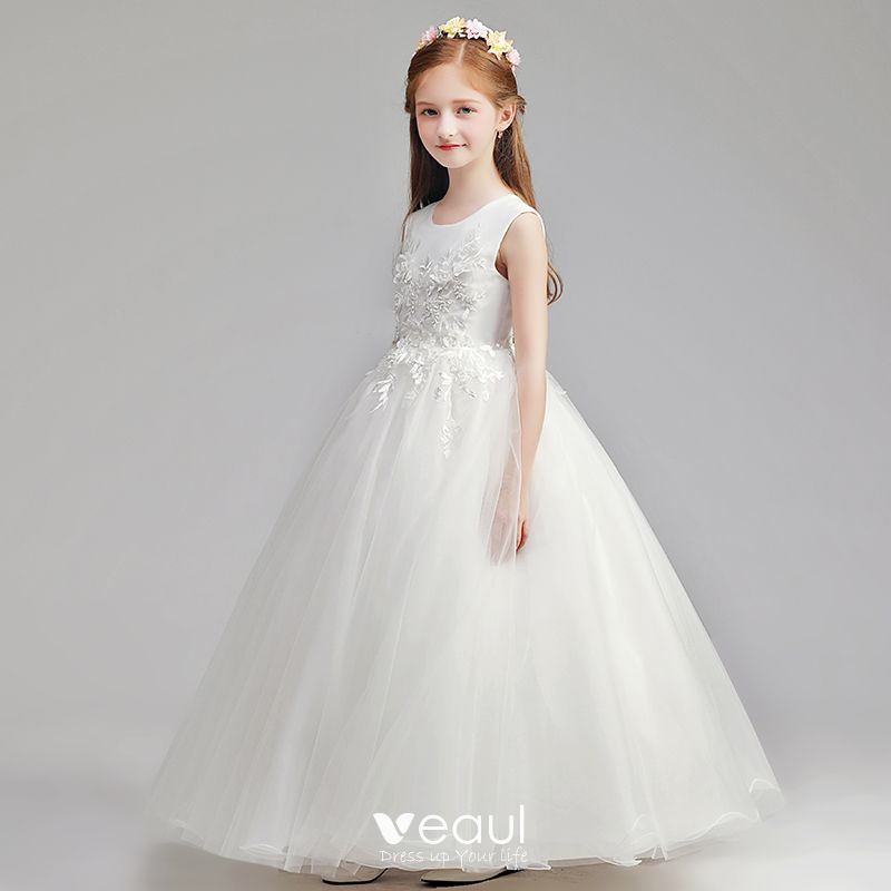 Chic / Beautiful Ivory Flower Girl Dresses 2019 A-Line / Princess Scoop ...
