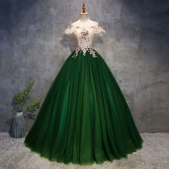 green floor length evening gown