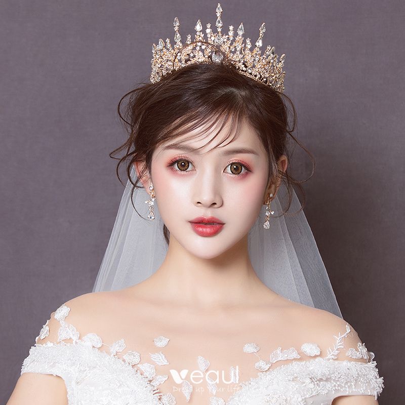 Chic / Beautiful Gold Tiara Bridal Hair Accessories 2020 Alloy ...