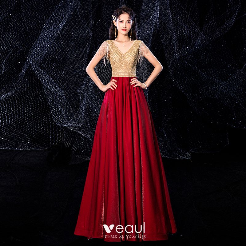 Two Tone Gold Red Velour Dancing Prom ...
