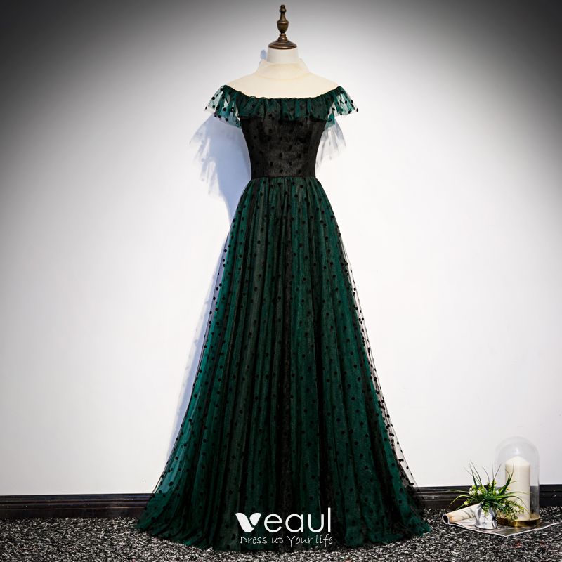 Chic / Beautiful Dark Green See-through Evening Dresses 2020 A-Line ...