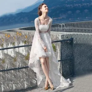 Asymmetric Lace Wedding Dress Veaul