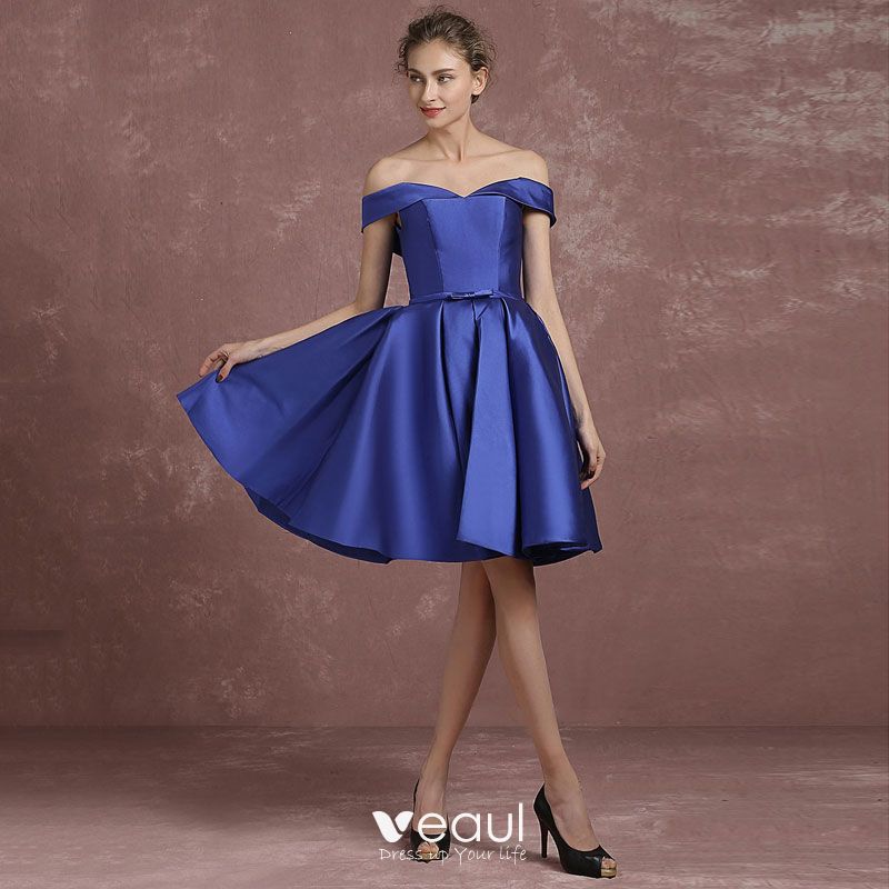 Modest / Simple Royal Blue Bridesmaid Dresses 2018 A-Line / Princess ...