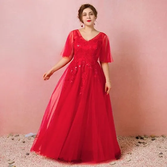 plus size red tulle dress