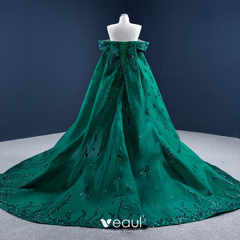 Luxury / Gorgeous Dark Green Red Carpet Evening Dresses 2021 Trumpet ...