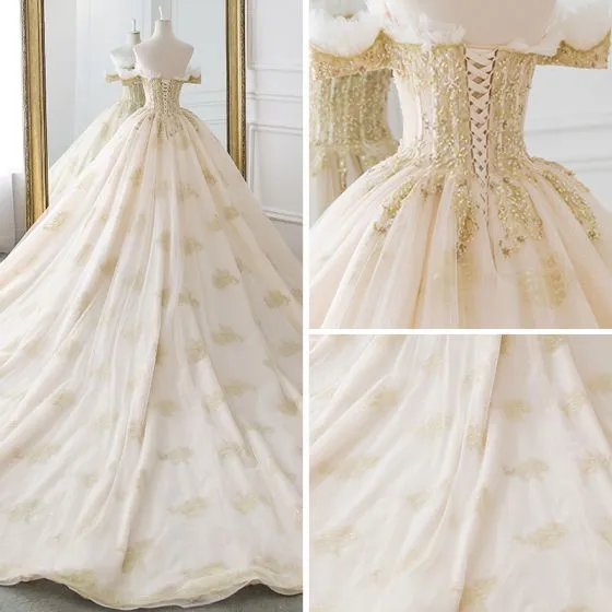 champagne gold wedding gown