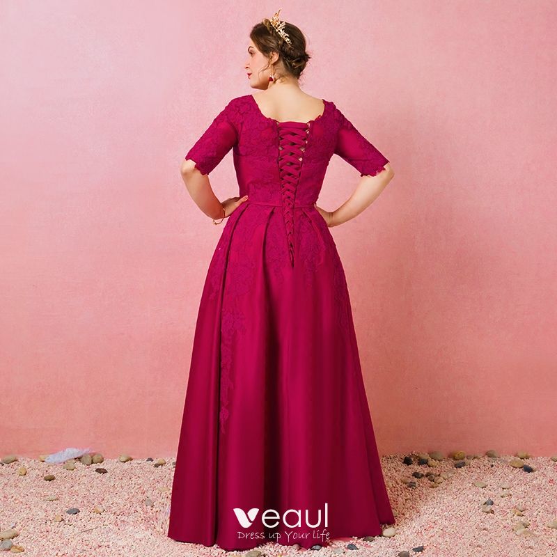 burgundy plus size evening gowns