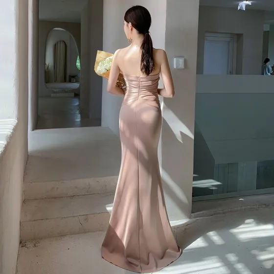 Fashion Beige Evening Dresses 2020 Trumpet / Mermaid Sweetheart ...