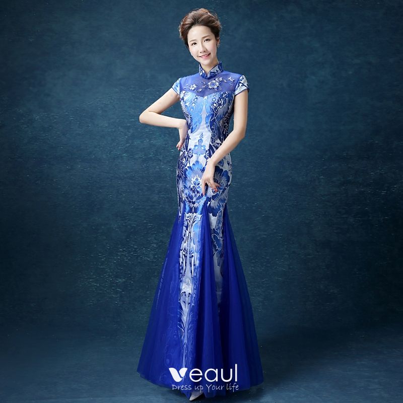 royal blue floor length gown