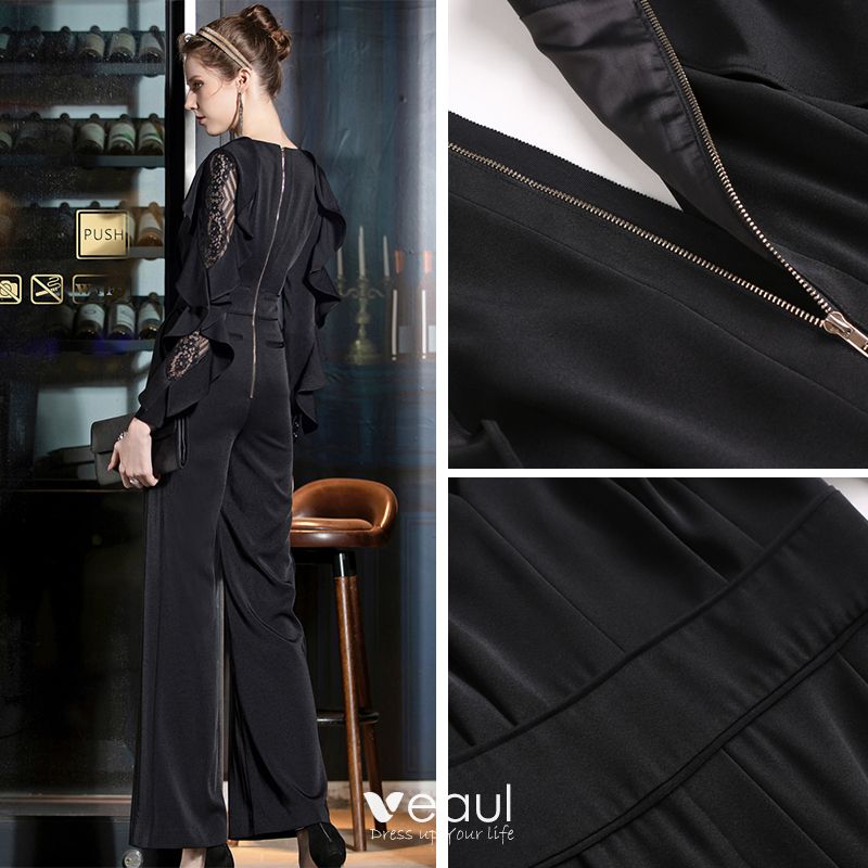 black long sleeve formal jumpsuit