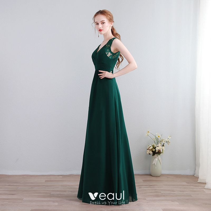 simple dark green gown