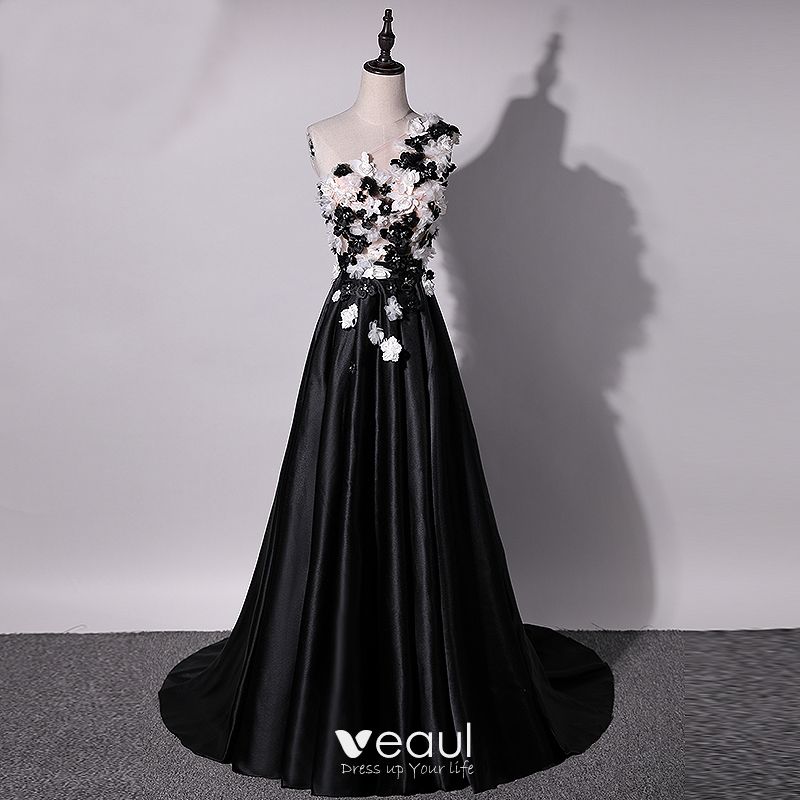 black gown with flowers