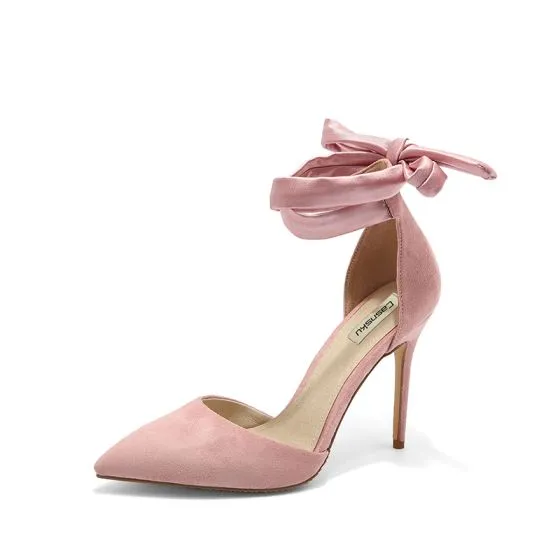 blush pink suede pumps