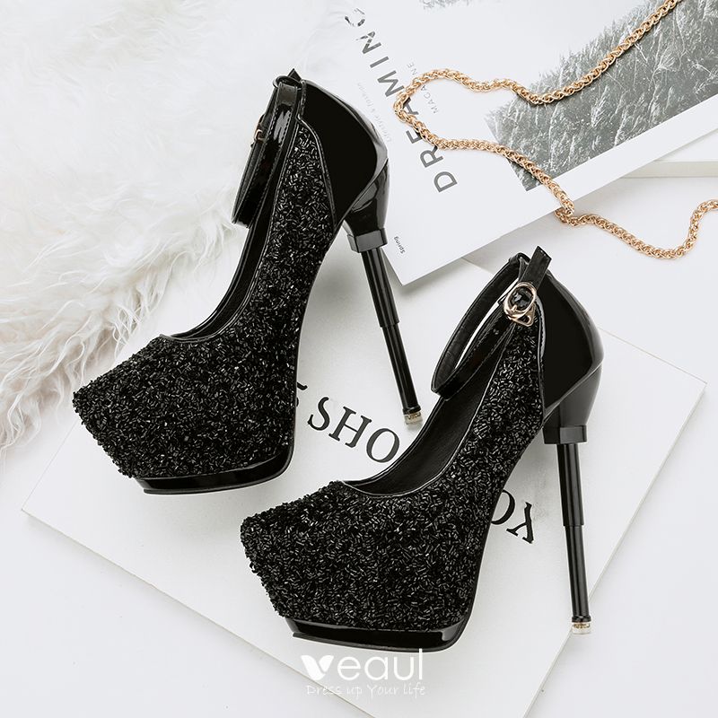 red sequin stilettos