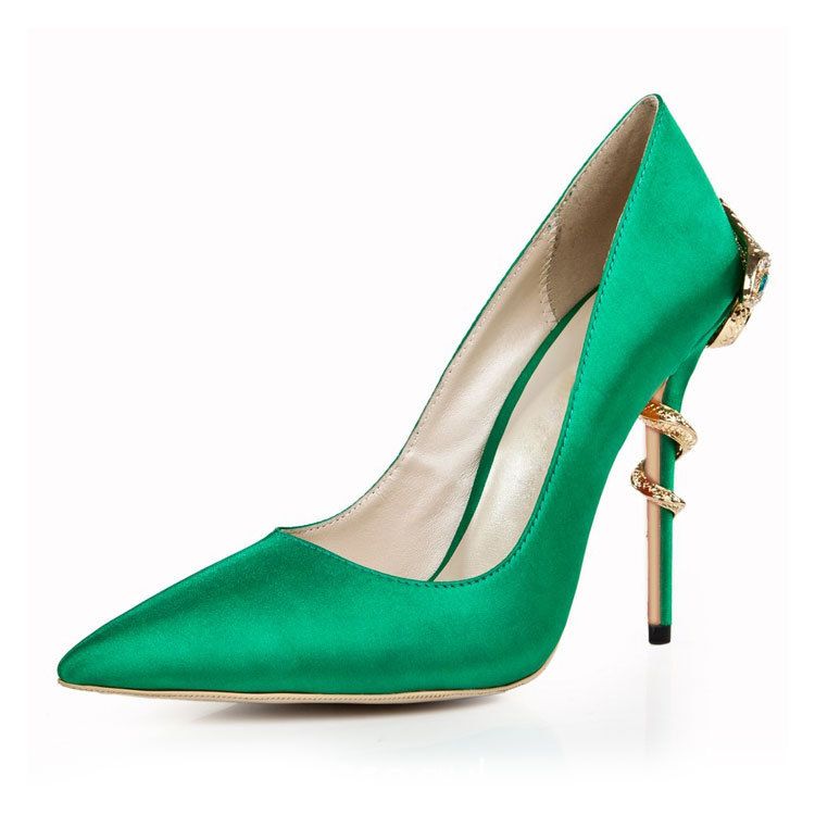 green evening shoes