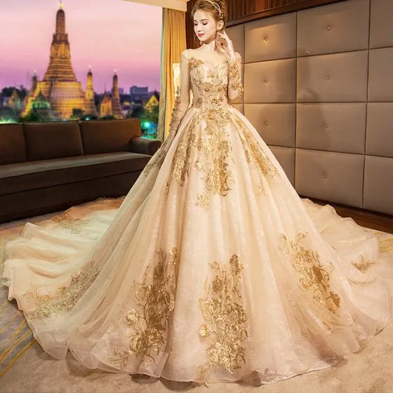 gold wedding gown