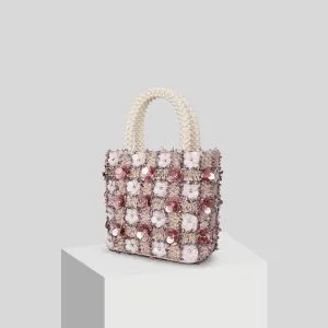 Chic / Beautiful Blushing Pink Appliques Flower Pearl Clutch Bags 2019