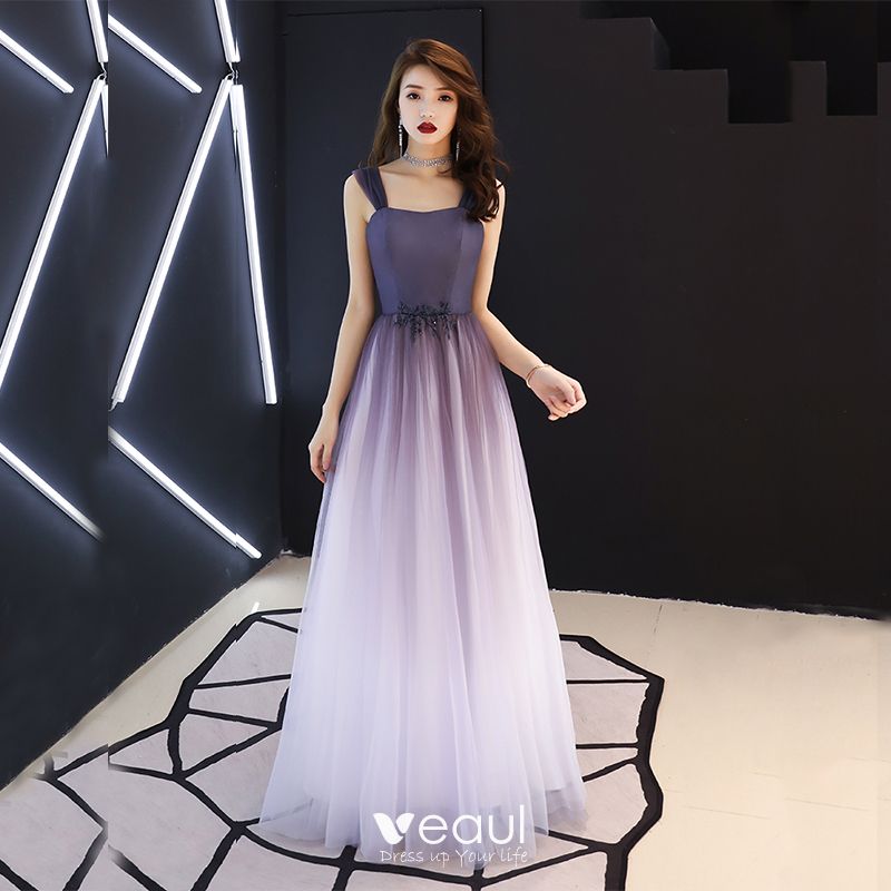 Modern / Fashion Purple Prom Dresses 2019 A-Line / Princess Shoulders ...