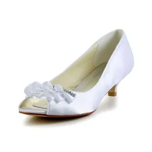 Wedding Shoes For Bride Women S Bridal Veaul Beautiful P Toe Pierced Design With Rhinestone Kitten Heels Pumps Wedding Shoes