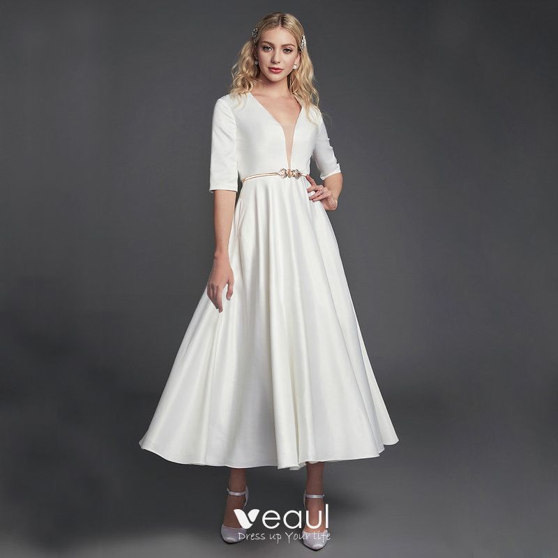 tea length formal dresses with sleeves