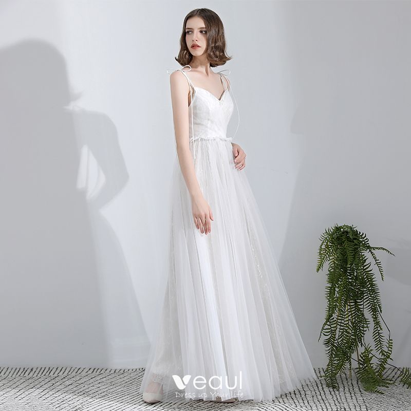 simple white beach wedding dress