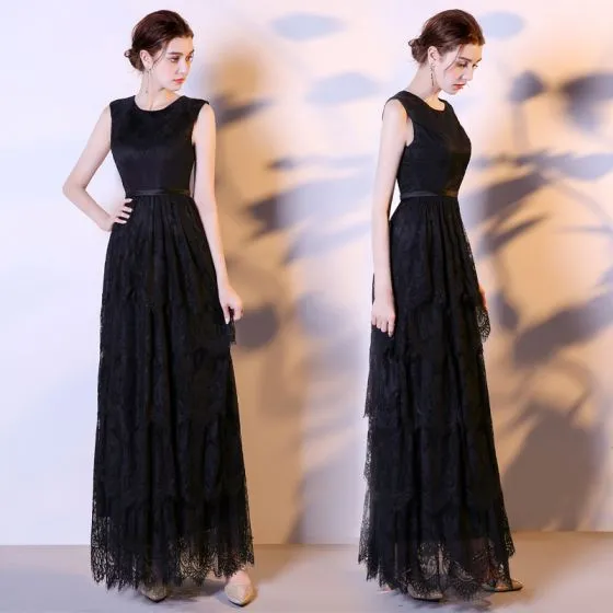 modest black lace dress