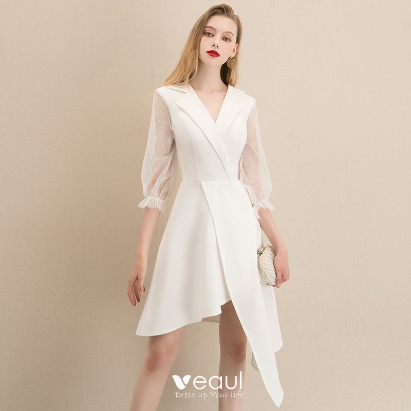 white graduation dress with sleeves