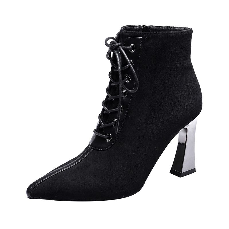Fashion Black Street Wear Suede Ankle Womens Boots 2021 8 cm Stiletto ...