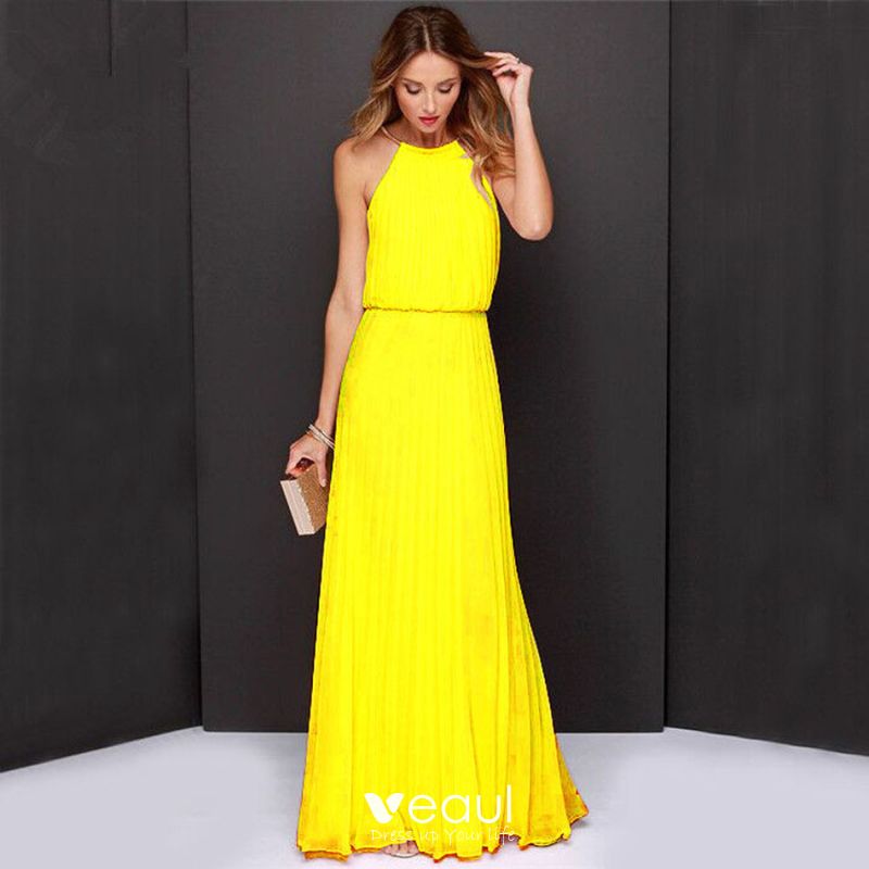 Womens Elegant Formal Dresses Chiffon Sleeveless Halter Solid Prom Evening Party Ankle-Length Long Maxi Dress 