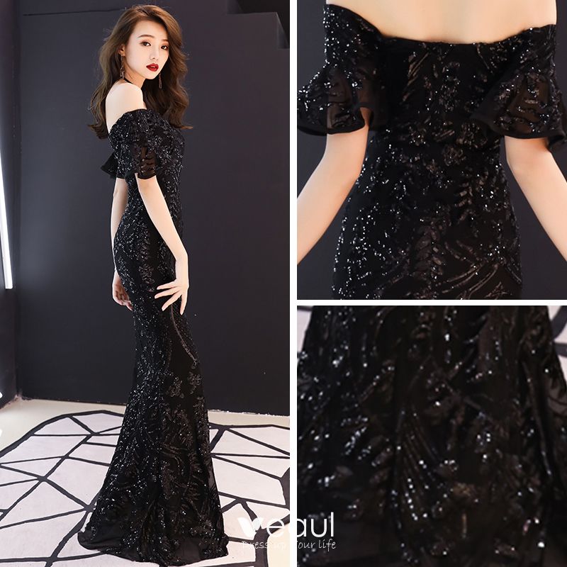 Affordable Black Evening Dresses 2019 Trumpet / Mermaid Off-The ...