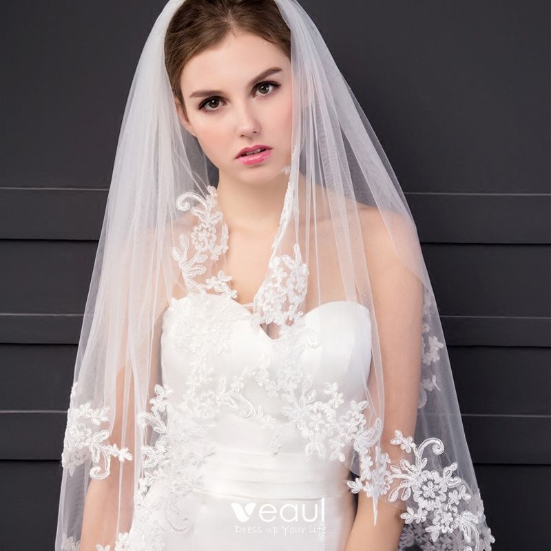 tulle with lace appliques