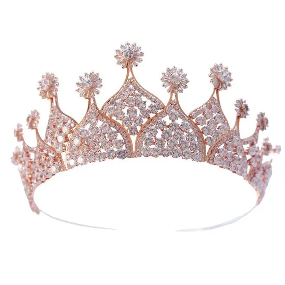 Luxury / Gorgeous Gold Rhinestone Tiara 2019 Metal Bridal Hair Accessories