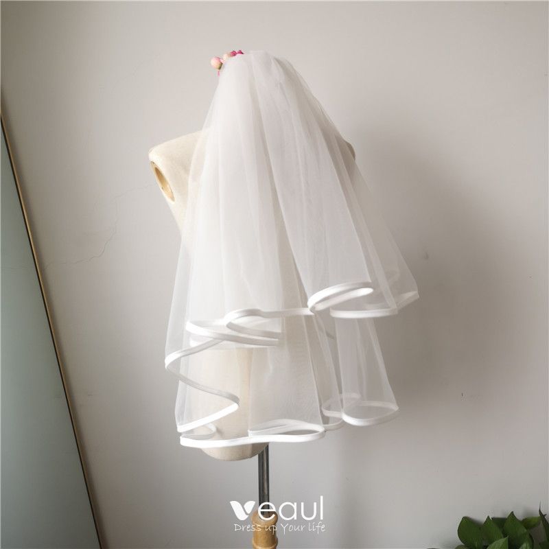 Modest / Simple Ivory Short Wedding Veils 2019 Tulle Wedding Accessories