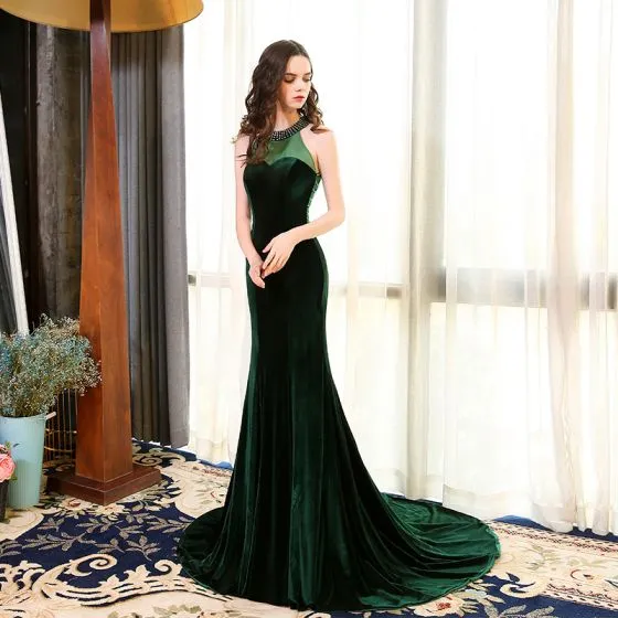 elegant dark green dress