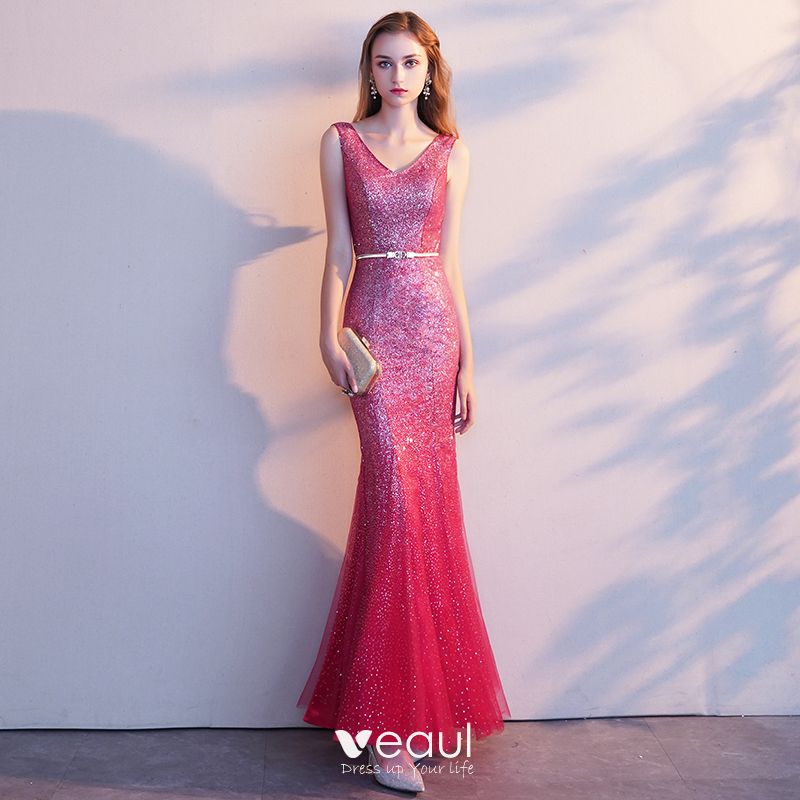 pink mermaid prom dresses 2019