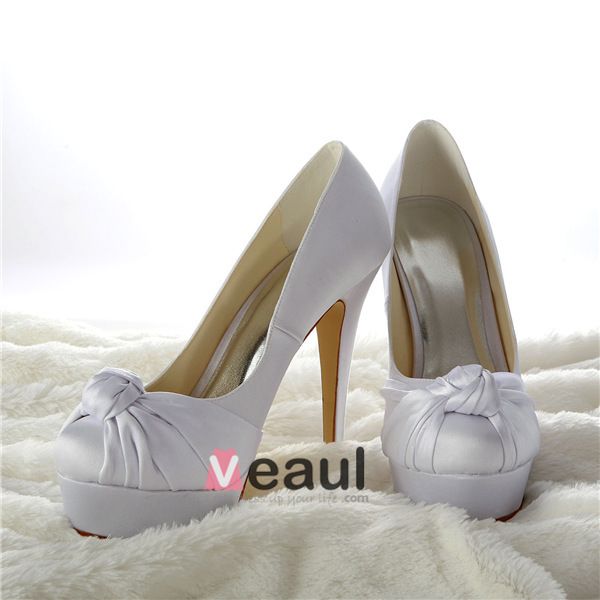 White pearl wedding shoes crystal diamond bridal shoes with high waterproof platform  shoes wedding photos party shoes for girl - AliExpress