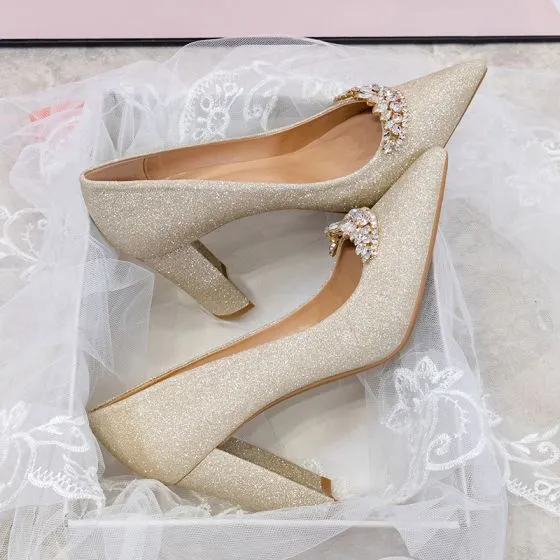 rhinestone thick heels