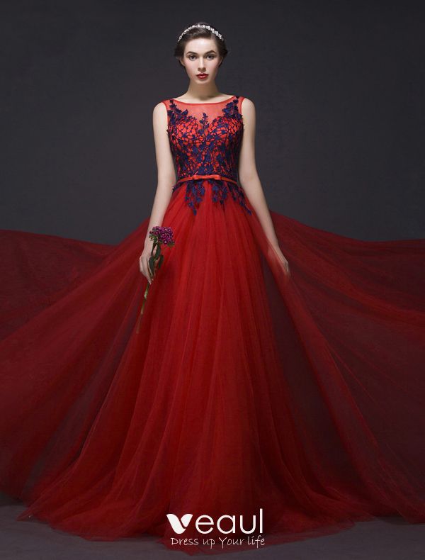 red sleeveless long dress