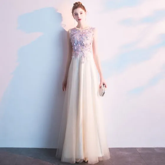 princess scoop neck prom dress