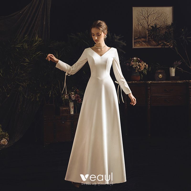 sheath v neck wedding dress