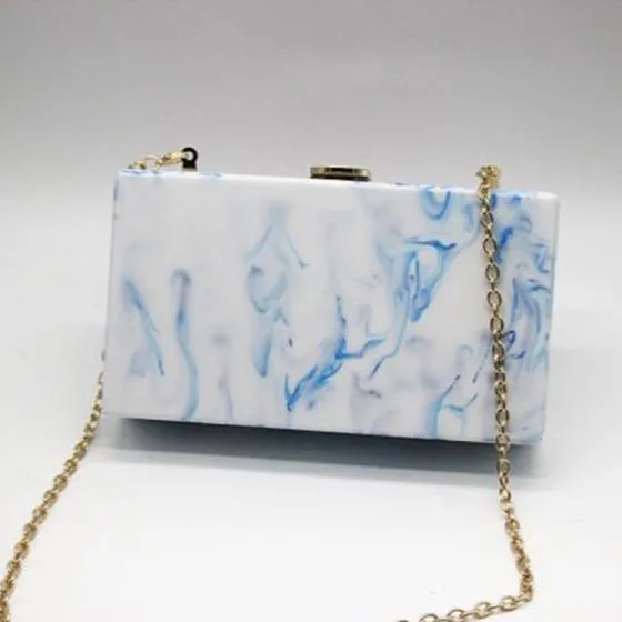 royal blue and silver clutch bag