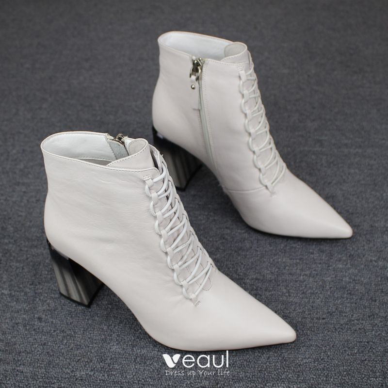 white pointed toe boots