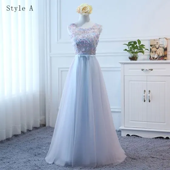 sky blue bridesmaid dresses long