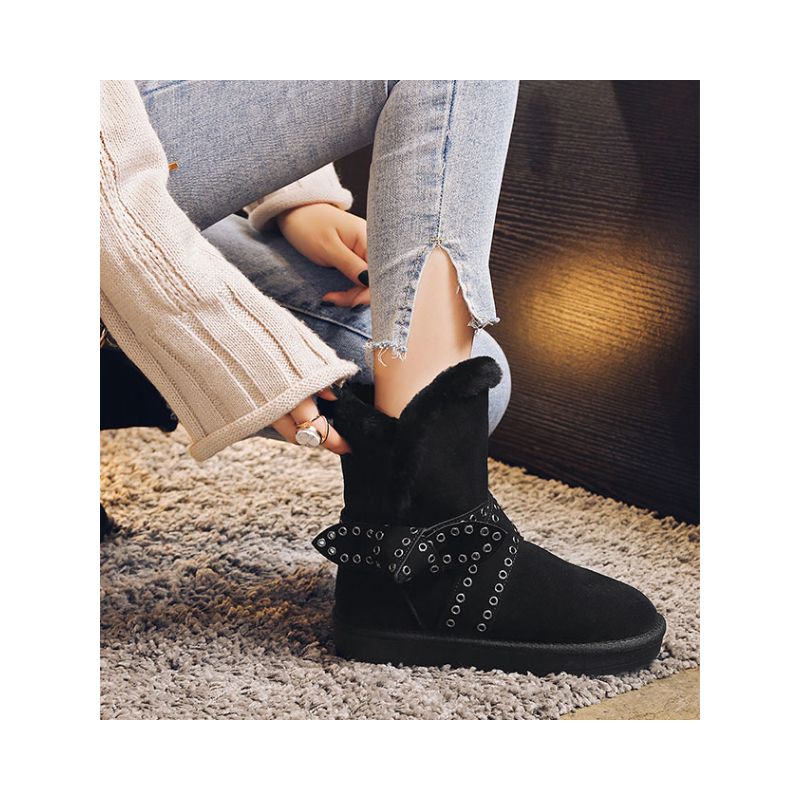 suede flat snow boots