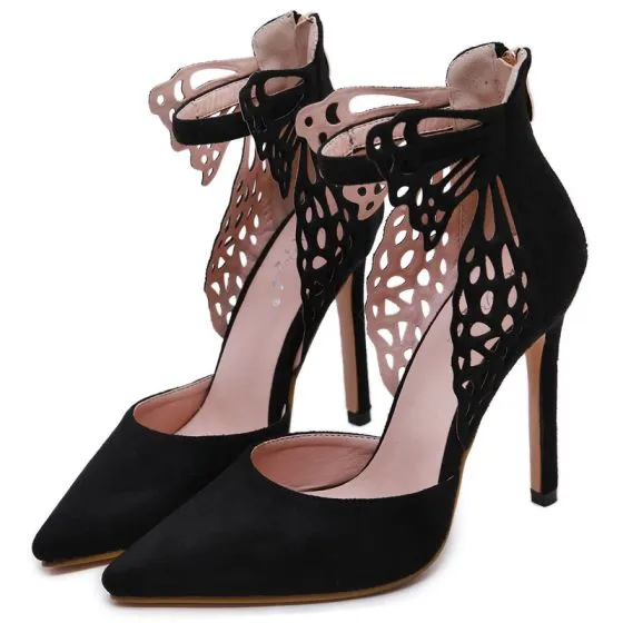 Chic / Beautiful Black Evening Party Womens Sandals 2020 Butterfly ...