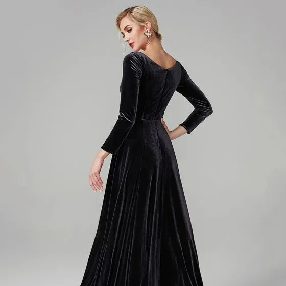 Modest / Simple Black Evening Dresses 2020 A-Line / Princess Floor ...